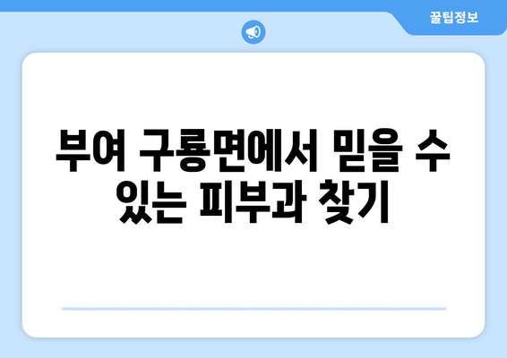 충청남도 부여군 구룡면 피부과 추천| 믿을 수 있는 의료 서비스 찾기 | 부여, 구룡면, 피부과, 진료, 추천