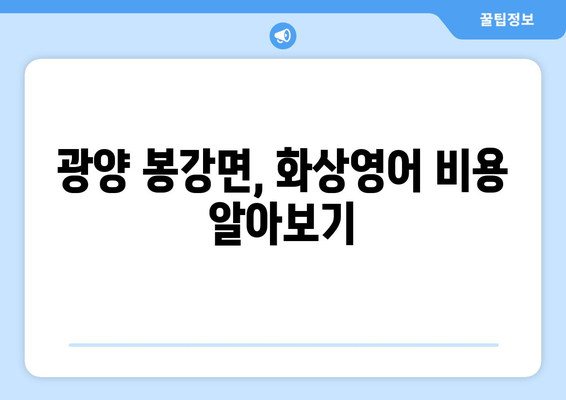 광양시 봉강면 화상 영어, 비용 얼마나 들까요? | 화상영어, 비용 비교, 추천