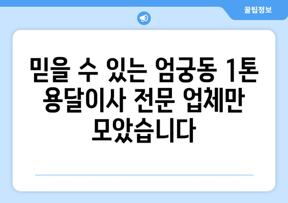 부산 사상구 엄궁동 1톤 용달이사 전문 업체 비교 가이드 | 저렴하고 안전한 이사, 견적 비교는 여기서!