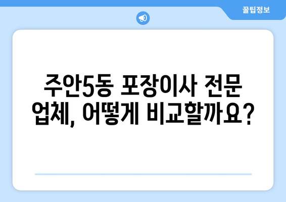 인천 미추홀구 주안5동 포장이사 전문 업체 비교 가이드 | 이삿짐센터 추천, 비용, 후기